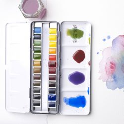 Mini 24 colori Set di acquerelli solidi linea ad acquerello Draft