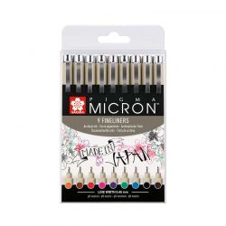 Pigma Micron Sakura Set di 9 Fineliner Colorati